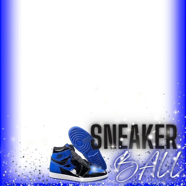 Sneaker Ball Birthday Overlay, Blue editable template, Canva template, 360 photo booth, 360 overlay.