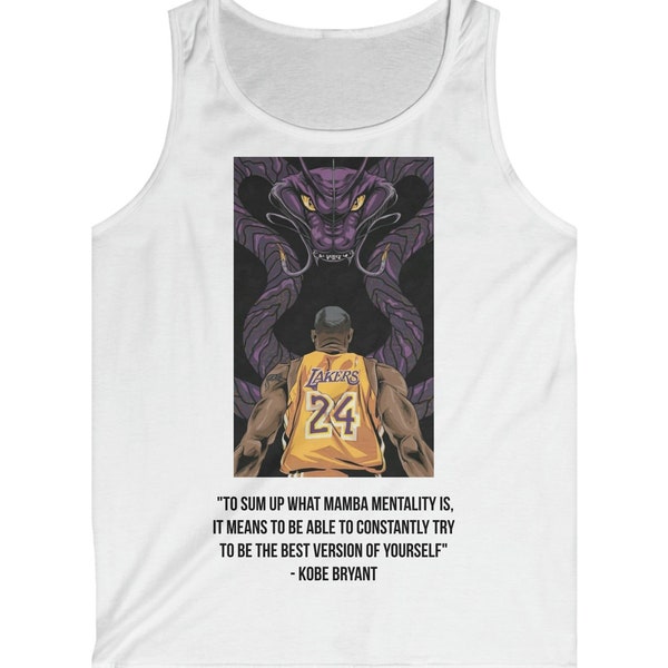 Tank Top Kobe Bryant Image and Quote - Black Mamba mentality wife beater gift for him, basketball player, coach, fan - White, gray and red