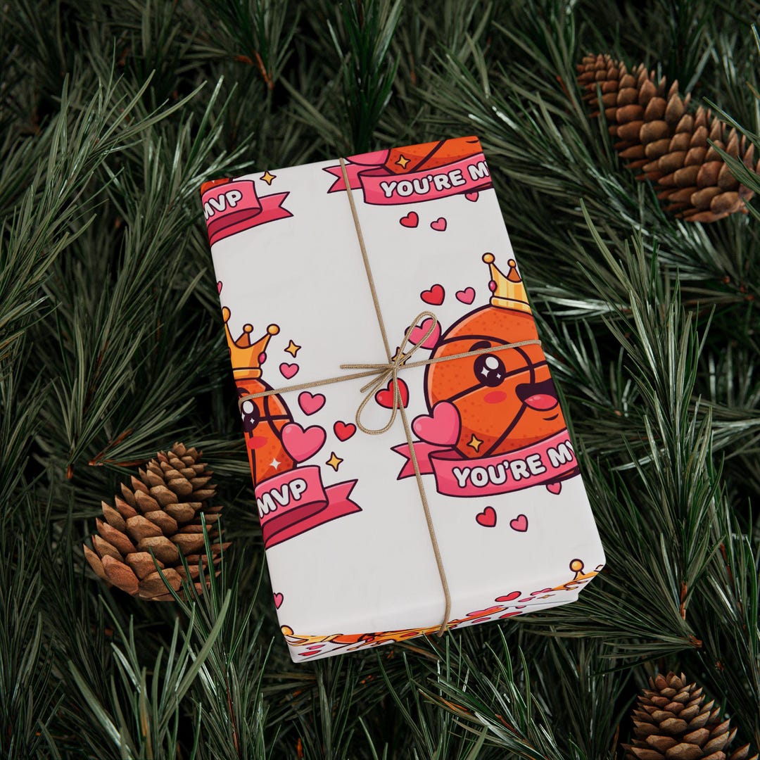You're My MVP Basketball and Love Pattern Wrapping Paper | Valentine ...