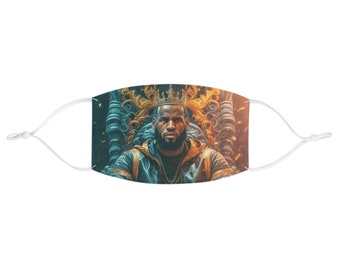 Fabric Face Mask - Lebron James Edition - King James wearing a crown basketball face mask - gift for him, her, basketball fan, player, coach