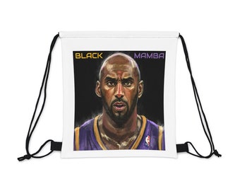Outdoor Sporty Drawstring Bag/Clinch Bag - Kobe Bryant Illustration - Black Mamba - Los Angeles Lakers NBA Basketball - Gift for men, women
