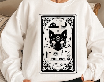 The Cat Svg, Cat Tarot Png, Cat Lover Svg, Funny Tarot Cards Svg, Tarot Lover Clipart,  Cat Tarot Card Silhouette Svg, Commercial Use