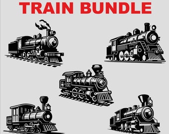 Train Svg Bundle, Locomotive Svg, Train Shirt Design, Transportation Png, Train Lover Clipart, Train Silhouette Cut File, Commercial Use