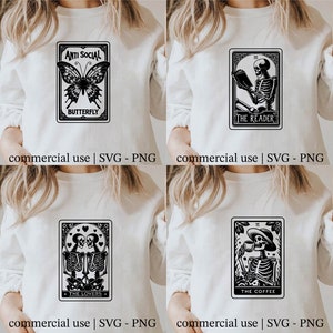 24 Tarotkarten svg Bundle, niedliche Tarotkarten svg, Skeleton Tarotkarten Png, lustige Tarotkarte Clipart, Tarotkarten Clipart, kommerzielle Nutzung