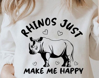 Rhino Just Make Me Happy Svg, Rhino Just Make Me Happy Png, Rhinoceros Svg, Cricut Rhino Svg Black And White Prints, Commercial Use