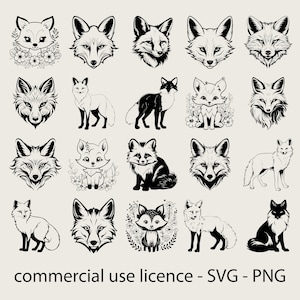 Großer Fuchs Bundle svg, Fuchs Gesicht svg Bundle, Füchse Schwanz Png, Fuchs Körper Clipart, Cricut Fuchs, süßer Fuchs svg Schwarzweiß-Druck, kommerzielle Nutzung
