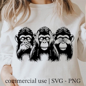 Three Wise Monkeys Svg, 3 Monkeys Svg, Hear No Evil Monkey Svg, Speak No Evil Monkeys Png, See No Evil Monkeys Clipart, Commercial Use