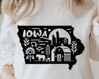 Iowa Svg, State Svg, Iowa Clipart, Iowa Outline, Iowa Shirt Design, State Png, Iowa Png, Iowa Svg Black and White, Commercial Use