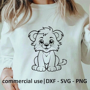 Baby Lion Svg Png Dxf, Animal Svg, Baby Lion Cut-bestand, Safari Jungle Animal Svg, Cute Lion Svg, Sweet Baby Lion Svg, licentie voor commercieel gebruik
