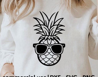 Coole Ananas svg für Cricut, ananas mit Sonnenbrillen svg, Ananas svg, Ananas svg Schwarzweißdrucke, Lizenz für kommerzielle Nutzung