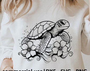 Cool Sea Turtle Svg, Cricut Sea Turtle Svg, Silhouette Sea Turtle Svg, Layered Sea Turtle Svg Black And White Prints, Commercial Use License