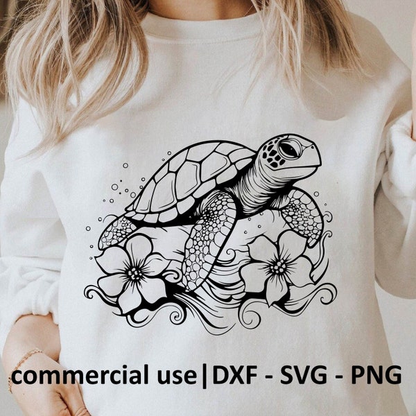 Cool Sea Turtle Svg, Cricut Sea Turtle Svg, Silhouette Sea Turtle Svg, Layered Sea Turtle Svg Black And White Prints, Commercial Use License