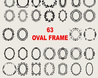 63 Unique Oval Frame Svg Bundle, Decorative Oval Frame Svg, Cricut Oval Frame Png, Retro Oval Frame Svg Black And White, Commercial Use