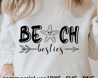 Beach Besties Svg For Shirt, Beach Besties Png, Cute Starfish Svg, Coastal Png, Starfish Svg Black And White Prints, Commercial Use License