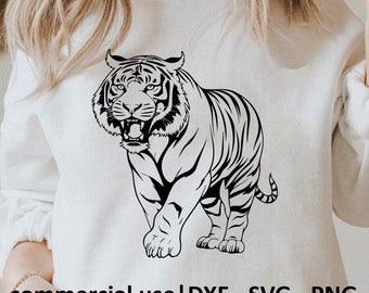 Tiger Svg, Tiger Png, Tigers Svg For Shirt, Tiger Face Svg, Tiger Head Svg, Tigers Svg Black And White Print, Commercial Use License