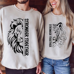 Stronger Together Svg, Couple Lion Png, Couple Shirts Svg, Relationship Couple Shirts Svg Black And White Prints, Commercial Use License