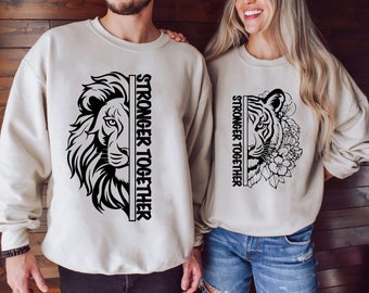 Stronger Together Svg, Couple Lion Png, Couple Shirts Svg, Relationship Couple Shirts Svg Black And White Prints, Commercial Use License