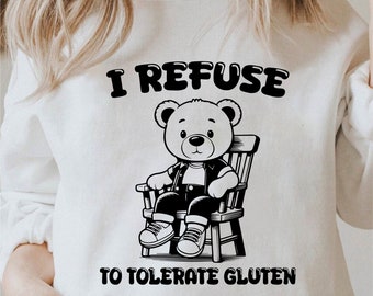 Ik weiger gluten Svg, Bear Svg, grappige beer Shirt Design Svg, sarcastische png, grappige gluten png, Bear Lover Clipart, Bear Lover Clipart, commercieel gebruik te tolereren