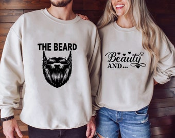 Beauty and the Beard Svg, Beauty and the Beard Png, Matching Couples Shirt Design, Cricut Couple Svg Black and White Print, Commercial Use
