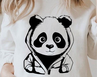Cute Panda Svg, Png, Dxf, Simple Panda Png, Cool Panda Face Svg, Black and White Panda Clipart, Cricut Cut Files, Commercial Use License