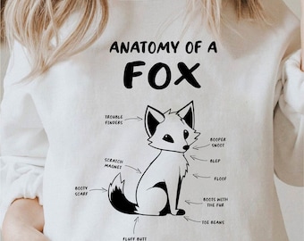 Anatomy Of A Fox Svg, Funny Fox Svg, Fox Face Svg, Cute Fox Clipart, Fox Png For Shirt, Cricut Fox Svg Black And White Print, Commercial Use