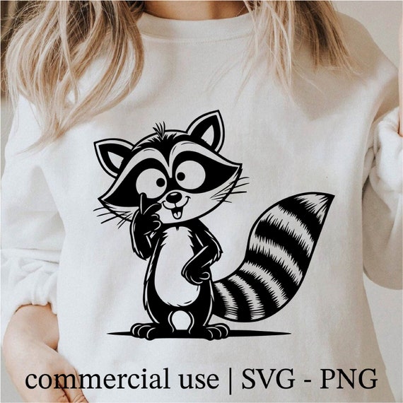 Cute Raccoon Svg, Raccoon Png, Baby Raccoon Png, Funny Raccoon Svg, Cool Raccoons Svg Black And White Prints, Commercial Use License