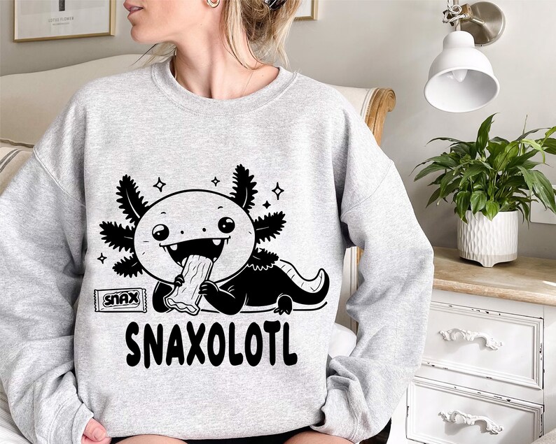 Axolotl Svg, Divertente Axolotl Png, Carino Axolotl Svg per il design della camicia, Axolotl Lover Svg, Cricut Axolotl Svg in bianco e nero, Uso commerciale immagine 7
