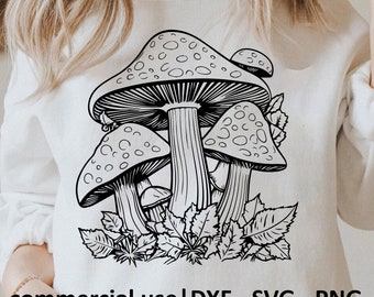 Coole paddestoel SVG, eenvoudige paddestoel SVG, gelaagde paddestoel SVG, schattige paddestoel png, paddestoel SVG zwart-wit print, licentie voor commercieel gebruik