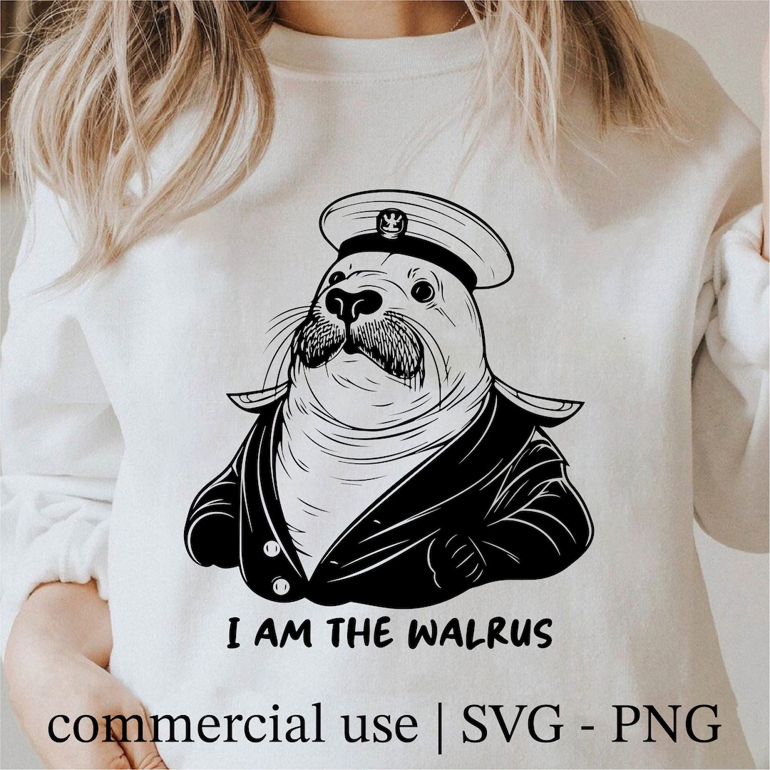 I Am the Walrus Svg, Captain Walrus Png, I Am the Walrus Clipart