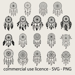19 Design Traumfänger SVG-Bundle, Traumfänger Silhouette, Traumfänger Png, Cricut Traumfänger SVG schwarz weiß, kommerzielle Nutzung