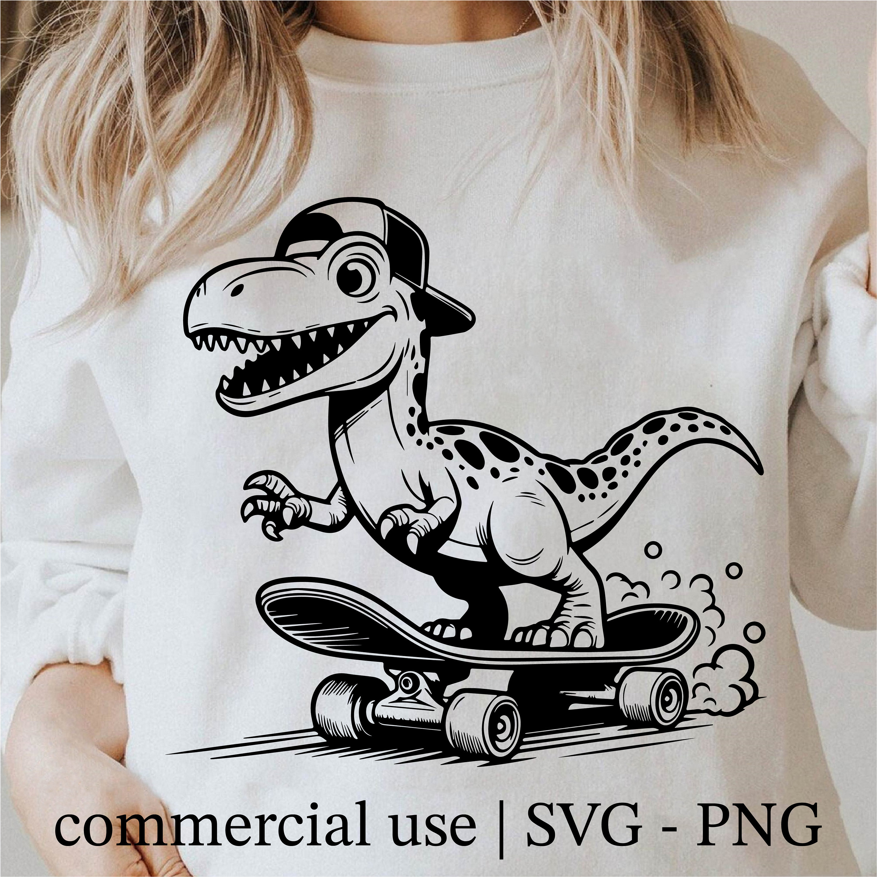 Skateboard Vintage Années 80 - Design Dinosaures Vert T-Rex Et Triceratops - Occasion