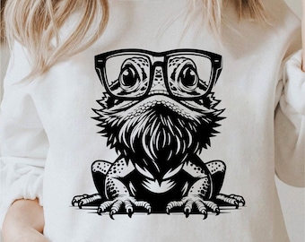 Cool Bearded Dragon Svg, Cute Bearded Dragon Svg, Bearded Dragon Lover Svg, Cricut Reptile Png Black And White Print, Commercial Use