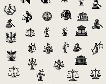 31 ontwerpen Vrouwe Justitia Svg bundel, advocaat Svg, Vrouwe Justitia Clipart, schaal Justitie Png, Cricut Themis Svg zwart-wit, commercieel gebruik