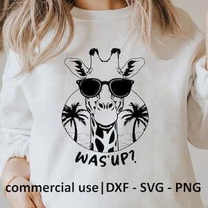 What'S Up Svg, Cool Giraffe Svg, Funny Giraffe Png, Giraffe Clipart, Summer Svg, What'S Up Svg Black And White Print, Commercial Use License