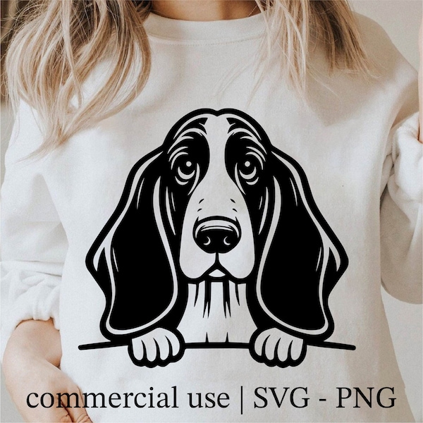 Peeking Basset Hound Dog Svg, Cute Basset Hound Svg, Breed Peeking Dog Png, Playful Peeking Dog Svg, Peeking Dog Lover Png, Commercial Use