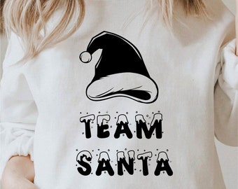 Team Santa Svg, Team Santa Hat Png, Carino Natale Svg, Natale Svg, Buon Natale Svg, Stampa in bianco e nero di Natale Svg, Uso commerciale