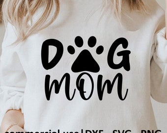 Hond moeder SVG, hond mama SVG, hond moeder SVG, hond moeder png, hond poot SVG, hond poten png, hond SVG zwart-wit print, licentie voor commercieel gebruik