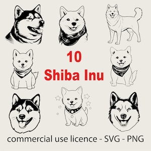 Shiba Inu Svg Bundle, Cute Shiba Inu Face Png, Puppy Shiba Inu Silhouette Cricut, Shiba Inu Svg Black And White Prints, Commercial License
