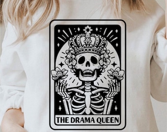 The Drama Queen Tarot Card Svg, Skull Tarot Cards Svg, Funny Skeleton Tarot Cards Png, Sarcastic Tarot Card Clipart, Commercial Use
