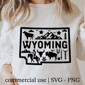 Wyoming Svg, staat Svg, Wyoming overzicht, Wyoming Shirt Design, staat Png, Wyoming Png, Wyoming Svg zwart-wit, commercieel gebruik
