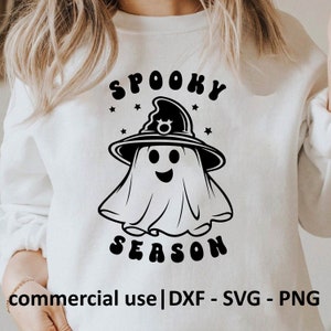 Spooky Season Svg, Spooky Vibes Svg, Spooky Png, Ghost Svg, Funny Halloween Svg, Spooky Svg Black And White Print, Commercial Use License