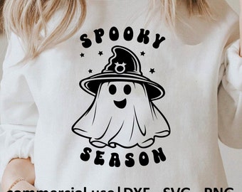 Spooky Season Svg, Spooky Vibes Svg, Spooky Png, Ghost Svg, Funny Halloween Svg, Spooky Svg Black And White Print, Commercial Use License
