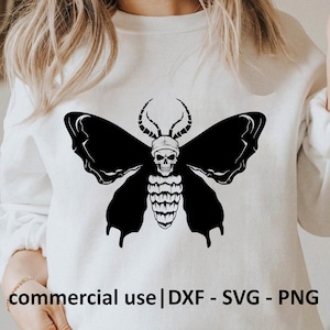 Skull Moth Svg, Skull Moth Png, Death&#39;s Head Svg For Cricut File, Acherontia Atropos Svg Black And White Print, Commercial Use License