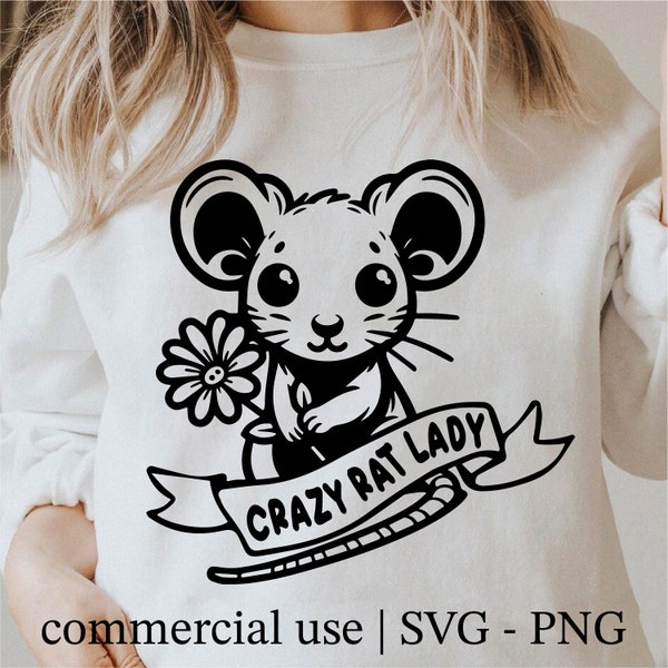 Crazy Rat Lady Svg, Cute Mouse Svg, Funny Rat Shirt Design Svg, Funny Rat Png, Rat Lover Clipart, Mouse Silhouette Svg, Commercial Use