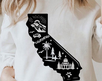 California Svg, State Svg, California Outline, California Shirt Design, California Png, California Svg Black and White, Commercial Use