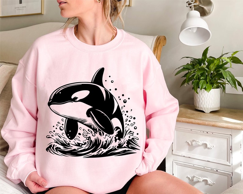 14 Orca Bundle Svg, Whale Bundle Svg, Cute Orca Clipart, Orca Silhouette Png, Orca Png, Whale Lover Svg Czarno-biały, Komercyjne zastosowanie zdjęcie 3