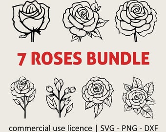 Rose Bundle Svg png, Roses svg, Wildflower Png, Flower Bouquet Svg, Boho Flower Svg, rose Dxf, Cricut Cut Files, Commercial Use License