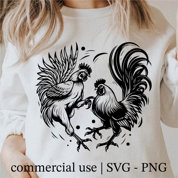 Cockfighting Svg, Angry Rooster Svg, Strong Chicken Png, Cockpit Clipart, Cricut Cockpit Svg Black and White, Commercial Use