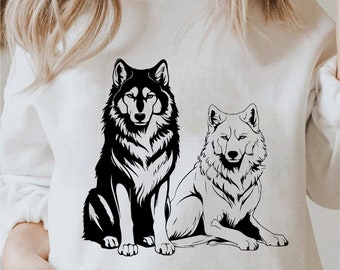Wolf Svg, Sitting Wolf Svg, Sitting Wolf Png, Cricut Wolf Svg, Wolves Svg, Wolf Svg Black And White Prints, Commercial Use License