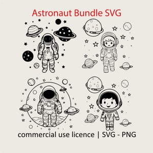 Lindo paquete de astronauta svg, paquete de astronauta svg, astronauta cricut svg para camisa, astronauta svg impresión en blanco y negro, licencia de uso comercial